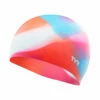 TYR - Tie Dye Silicone Junior Swim Cap - Pink/Blue/Orange -UK Swimsuit Sales 2024 TYR Junior Tie Dye 671 Silicone Swim Cap