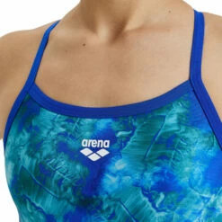 Arena - Allover Challenge Back Ladies Swimsuit - Neon Blue -UK Swimsuit Sales 2024 arena allover challenge back ladies swimsuit neon blue 4