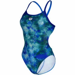Arena - Allover Challenge Back Ladies Swimsuit - Neon Blue -UK Swimsuit Sales 2024 arena allover challenge back ladies swimsuit neon blue 6