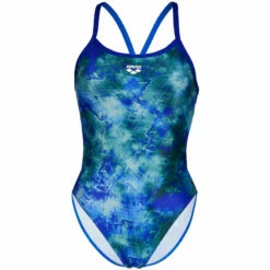 Arena - Allover Challenge Back Ladies Swimsuit - Neon Blue -UK Swimsuit Sales 2024 arena allover challenge back ladies swimsuit neon blue 8