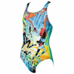 Arena - Brasil Pro Back Junior Swimsuit - Green/Orange