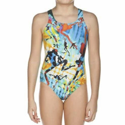 Arena - Brasil Pro Back Junior Swimsuit - Green/Orange -UK Swimsuit Sales 2024 arena brasil pro back junior swimsuit green orange 4