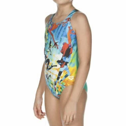 Arena - Brasil Pro Back Junior Swimsuit - Green/Orange -UK Swimsuit Sales 2024 arena brasil pro back junior swimsuit green orange 5