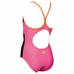 Arena - Folk Light Drop Back Junior Swimsuit - Black/Mango -UK Swimsuit Sales 2024 arena folk light drop back junior swimsuit black mango 4