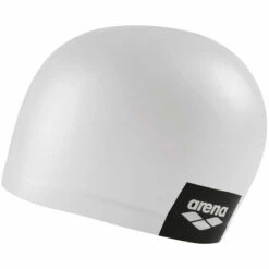 Arena - Logo Moulded Silicone Cap - White -UK Swimsuit Sales 2024 arena logo moulded silicon cap white 3