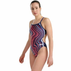 Arena - Marbled Challenge Back Ladies Swimsuit - Navy/Red/Multi -UK Swimsuit Sales 2024 arena marbled challenge back ladies swimsuit navy red multi 3