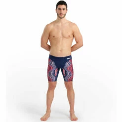 Arena - Mens Marbled Jammer - Navy/Red/Multi -UK Swimsuit Sales 2024 arena mens marbled jammer navy red multi 3