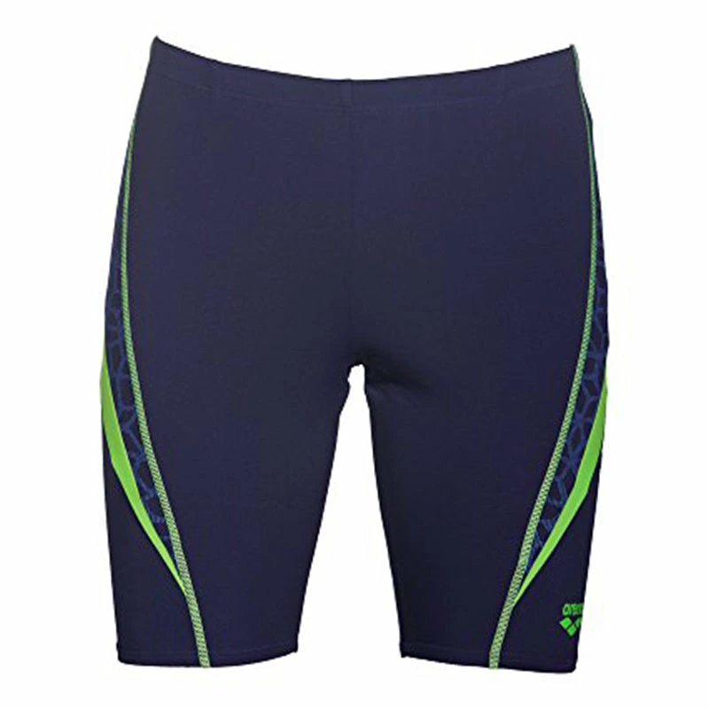 Arena - Microcarbonite Junior Jammers - Navy Blue/Green Leaf 5 Arena - Microcarbonite Junior Jammers - Navy Blue/Green Leaf - Image 3