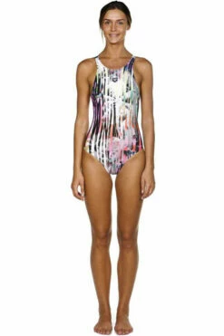 Arena - One Riviera Racerback Ladies Swimsuit - Black/Multi -UK Swimsuit Sales 2024 arena riviera ladies one piece black multi coloured 11