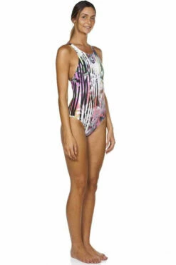 Arena - One Riviera Racerback Ladies Swimsuit - Black/Multi -UK Swimsuit Sales 2024 arena riviera ladies one piece black multi coloured 16