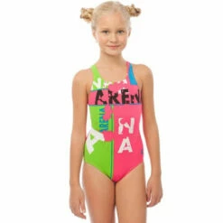 Arena - Woodblock Pro Back Girls Swimsuit - Rose