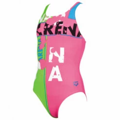 Arena - Woodblock Pro Back Girls Swimsuit - Rose -UK Swimsuit Sales 2024 arena woodblock pro back girls swimsuit rose 3