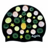 Aqua Fruit Salad - Black Silicone Swim Cap -UK Swimsuit Sales 2024 black fruit salad silicone swim cap