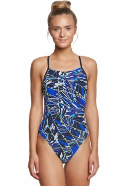 Dolfin - Graphlite Vantage Cross Back Swimsuit - Blue -UK Swimsuit Sales 2024 dolfin blue vantage cross back ladies one piece swimsuit 5