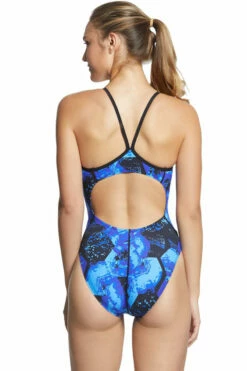 Dolfin - Graphlite Series Rogue V-Back One Piece Swimsuit (Blue) -UK Swimsuit Sales 2024 dolfin graphlite rogue v back ladies one piece blue 717 7