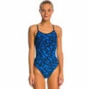 Dolfin - Poly Fusion Matrix String Back Swimsuit - Blue -UK Swimsuit Sales 2024 dolfin matrix blue string back one piece swimsuit 1