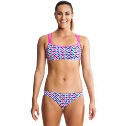 Funkita - Zag Ziggler - Ladies Criss Cross Top -UK Swimsuit Sales 2024 funkita bikini ladies swimwear zag ziggler sports bikini top 4