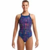 Funkita - Grid Lock - Ladies Sky Hi One Piece -UK Swimsuit Sales 2024 funkita grid lock ladies sky hi one piece 1