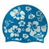 Aqua Happy Hibiscus - Blue Silicone Hat -UK Swimsuit Sales 2024 happy hibicus blue silicone hat