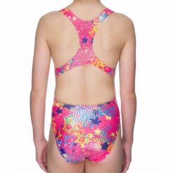 Maru - Wizzy Sparkle Rave Back Girls Swimsuit - Pink/Silver -UK Swimsuit Sales 2024 maru girls swimwear wizzy sparkle rave back pink silver 3