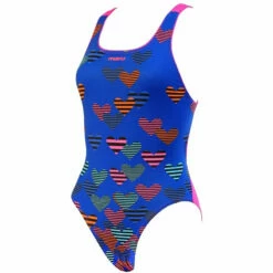 Maru - Heartfelt Pacer Auto Back Girls Swimsuit - Blue/Pink -UK Swimsuit Sales 2024 maru heartfelt pacer auto back girls one piece swimsuit blue pink 3