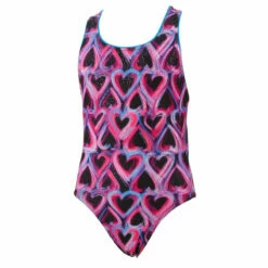 Maru - Hearts Aglow Sparkle Rave Back Girls Swimsuit - Pink -UK Swimsuit Sales 2024 maru hearts aglow sparkle girls rave back pink 2