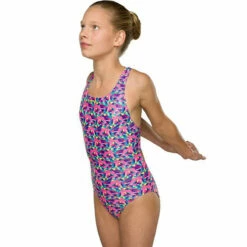 Maru - Hummingbird Sparkle Rave Back Girls Swimsuit - Pink