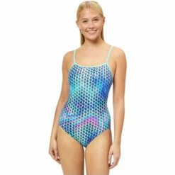 Maru - Techno Prism Swift Back Ladies Swimsuit - Blue/Aqua