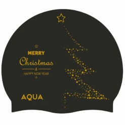 Aqua Merry Christmas Gold - Silicone Swim Hat