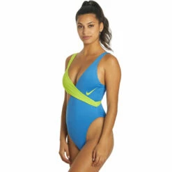 Nike - Color Block Crossover One Piece (Pacific Blue) -UK Swimsuit Sales 2024 nike color block crossover one piece pacific blue 4