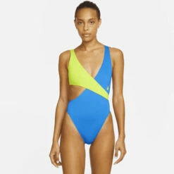 Nike - Color Block Crossover One Piece (Pacific Blue) -UK Swimsuit Sales 2024 nike color block crossover one piece pacific blue 8