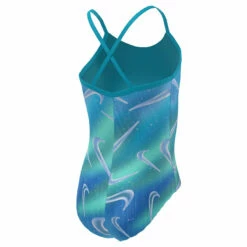 Nike - Girl's Aurora Swoosh Crossback One Piece (Blue Lightning) -UK Swimsuit Sales 2024 nike girls aurora swoosh crossback one piece blue lightning 2