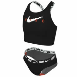 Nike - Girls' Logo Tape Crossback Midkini Set (Black)