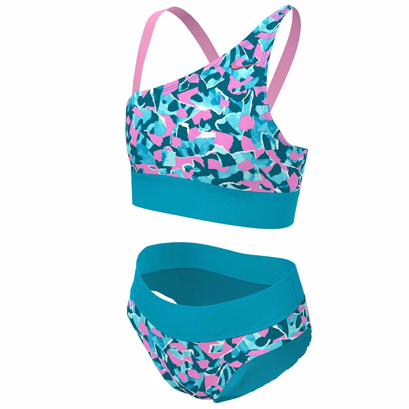 Nike - Girl's Shred Camo Asymmetrical Top & Bikini Set (Blue Lightning) 3 Nike - Girl's Shred Camo Asymmetrical Top & Bikini Set (Blue Lightning)