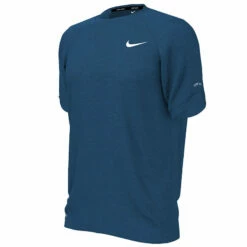Nike - Heather Short Sleeve Hydroguard (DK Marina Blue) -UK Swimsuit Sales 2024 nike heather short sleeve hydroguard dk marina blue 3