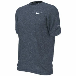 Nike - Heather Short Sleeve Hydroguard (Midnight Navy) -UK Swimsuit Sales 2024 nike heather short sleeve hydroguard midnight navy 4