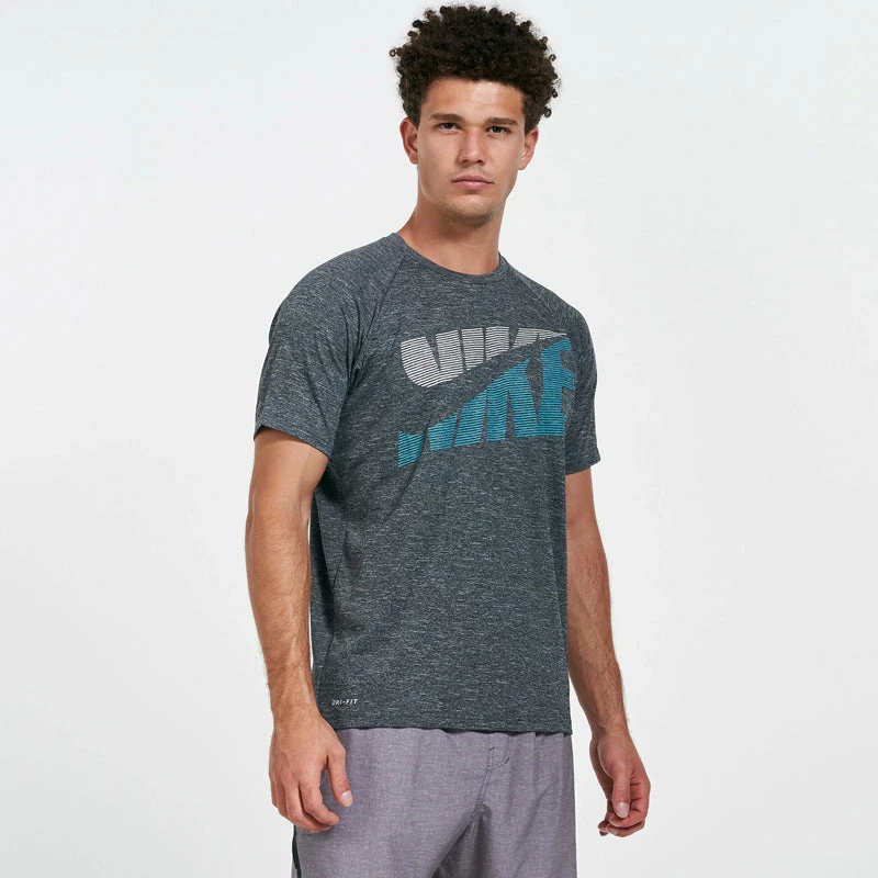 Nike - Heather Tilt Short Sleeve Hydroguard (Black) 8 Nike - Heather Tilt Short Sleeve Hydroguard (Black) - Image 6