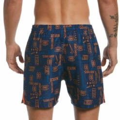 Nike - Men's Swim Logo Mash-up 5" Volley Short (Midnight Navy) -UK Swimsuit Sales 2024 nike mens swim logo mash up 5 volley short midnight navy 2