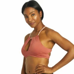 Nike - Solid Lace-Up High Neck Bikini Top (Canyon Rust) -UK Swimsuit Sales 2024 nike solid lace up high neck bikini top canyon rust 4