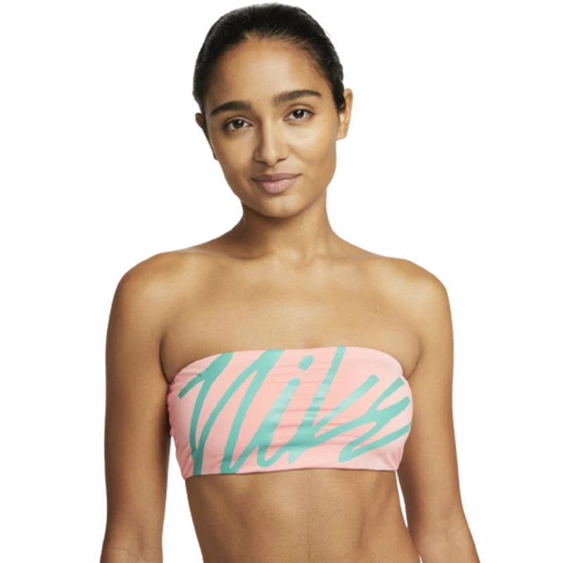 Nike - Women's Multi Logo Bandeau Bikini Top (Bleached Coral) 3 Nike - Women's Multi Logo Bandeau Bikini Top (Bleached Coral)