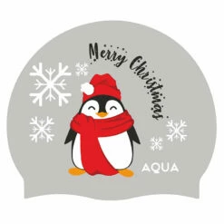 Aqua Penguin Christmas - Silicone Swim Hat