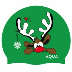 Aqua Reindeer Christmas - Silicone Swim Hat