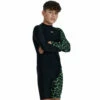 Speedo - Boys Long Sleeve Printed Rash Top - Black/Green