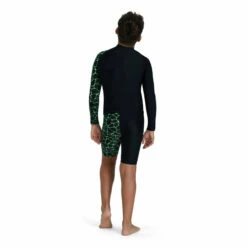 Speedo - Boys Long Sleeve Printed Rash Top - Black/Green -UK Swimsuit Sales 2024 speedo boys long sleeve printed rash top black green 3