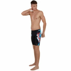 Speedo - ColourSplash V-Cut Jammer - Black/Red/Blue -UK Swimsuit Sales 2024 speedo coloursplash v cut jammer black red blue 4