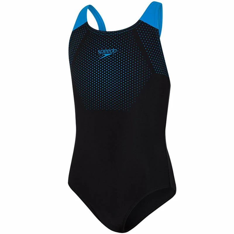 Speedo - Girl's Hexagonal Tech Muscleback Swimsuit - Black/Blue 4 Speedo - Girl's Hexagonal Tech Muscleback Swimsuit - Black/Blue - Image 2