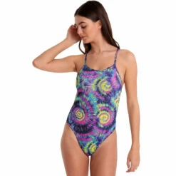 Speedo - Hippy Explosion Flip Reverse Swimsuit - Navy/Chroma Blue/Neon Orchid/Aquasplash
