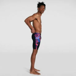 Speedo - Mens Allover Digital V-Cut Jammer - Black/Red -UK Swimsuit Sales 2024 speedo mens allover digital v cut jammer black red 4