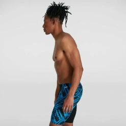 Speedo - Men's Allover V-Cut Jammer - Black/Blue -UK Swimsuit Sales 2024 speedo mens allover v cut jammer black blue 6