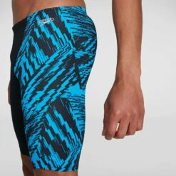 Speedo - Men's Allover V-Cut Jammer - Black/Blue -UK Swimsuit Sales 2024 speedo mens allover v cut jammer black blue 7